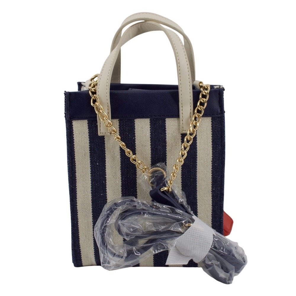Disney Bioworld Mini Tote Bag Womens Mickey Mouse Navy White Striped NEW Park - Picture 7 of 10